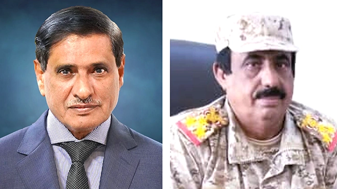 اللواء فرج البحسني يطمئن على صحة العميد صالح المعاري